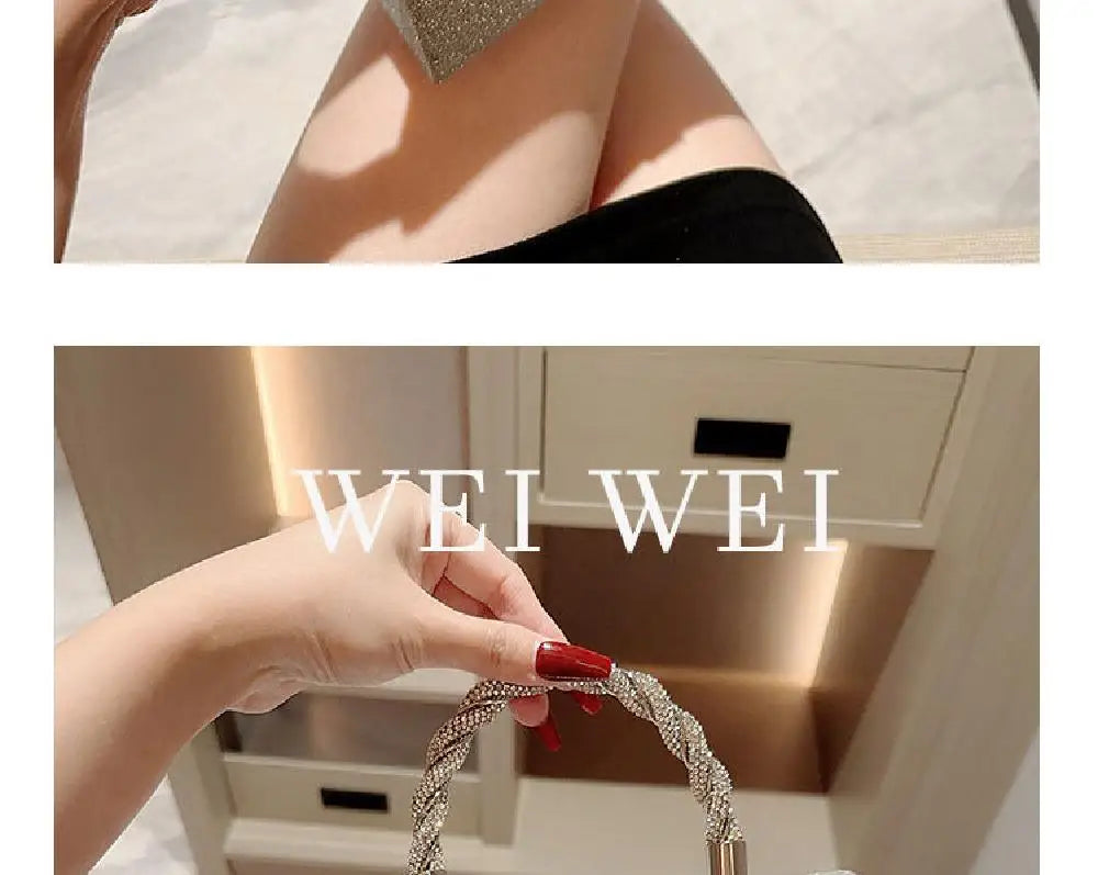 Crystal Bowknot Evening Clutch with Chain Strap