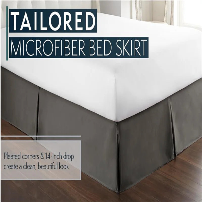 Elegant Pleated Bed Skirt - 14 Inch Drop, Wrinkle & Fade Resistant
