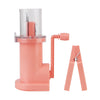 A pink portable hand-crank knitting tool for making bracelets and DIY crafts.