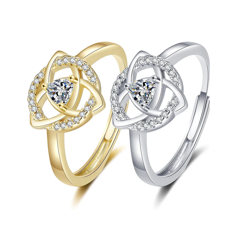 Triquetra Trinity Knot Ring with Cubic Zirconia