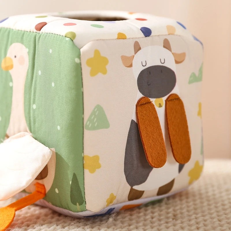 Montessori Cotton Pull-Along Sensory Tissue Box for Babies