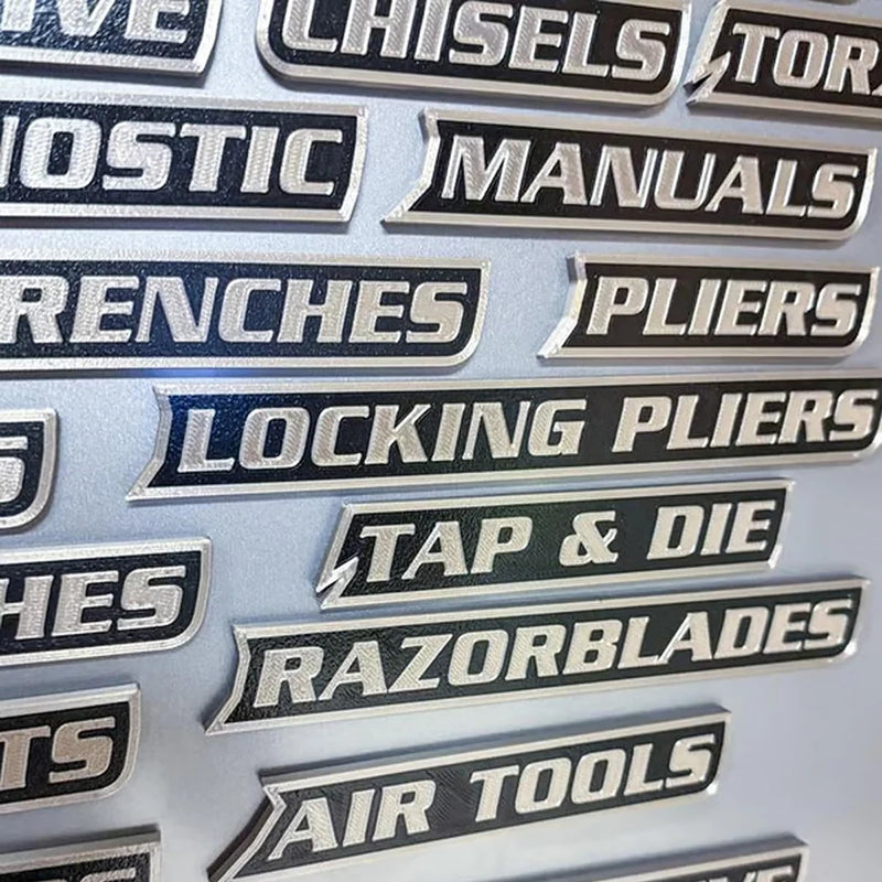Étiquettes Magnétiques 3D pour Boîte à Outils - Lot de 12