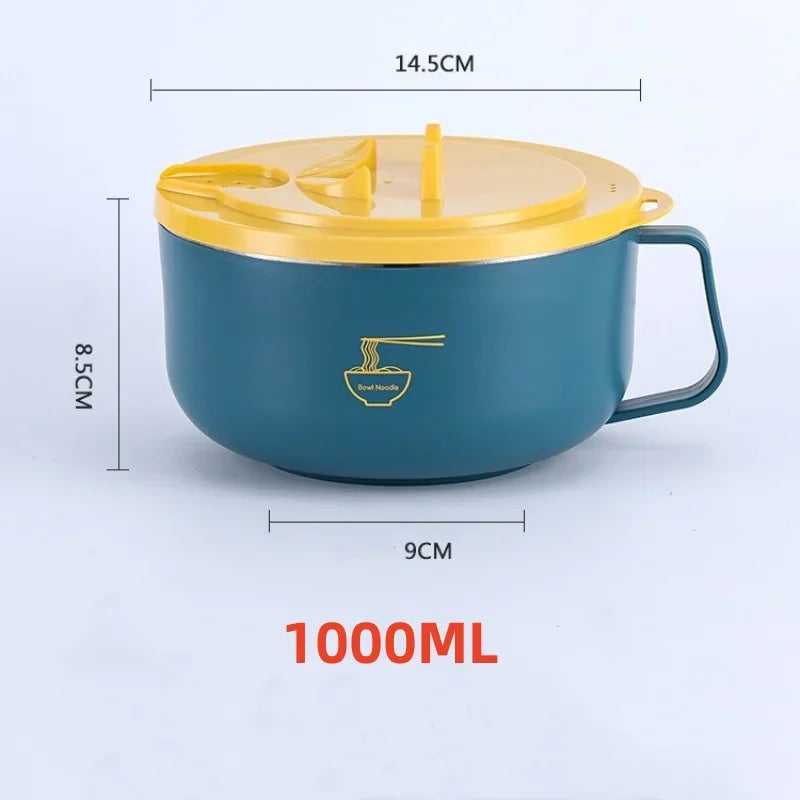 Tazón de Ramen de Acero Inoxidable 304 con Tapa