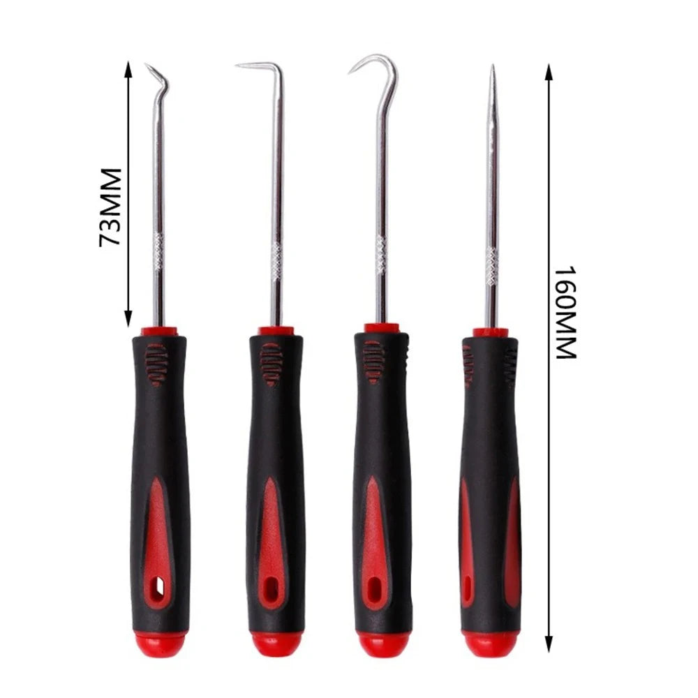 4-Piece Oil Seal Hook Removal Tool Set for O-Rings and Gaskets