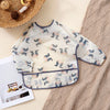 Waterproof Long-Sleeve Baby Bibs with Catch-All Pockets