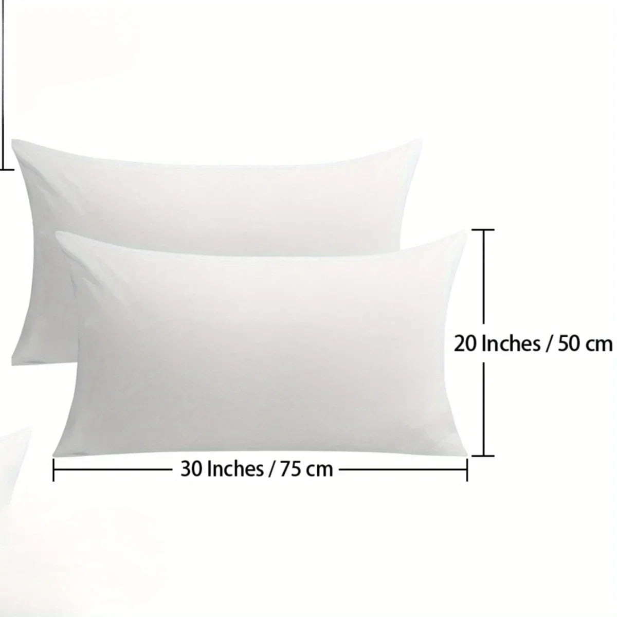 A set of four white microfiber pillowcases with envelope closures shown side by side.