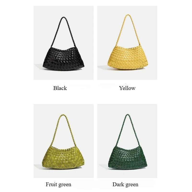 Handwoven Hobo Shoulder Bag with Large Inner Pocket