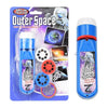 A package of an Outer Space torch and projector flashlight with various space-themed images.