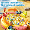 A colorful magnetic fishing platter toy with various fish figures is shown on a sandy background.