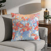 A colorful cartoon pillow featuring pink and orange ponies swimming in blue bubbles for home decor.