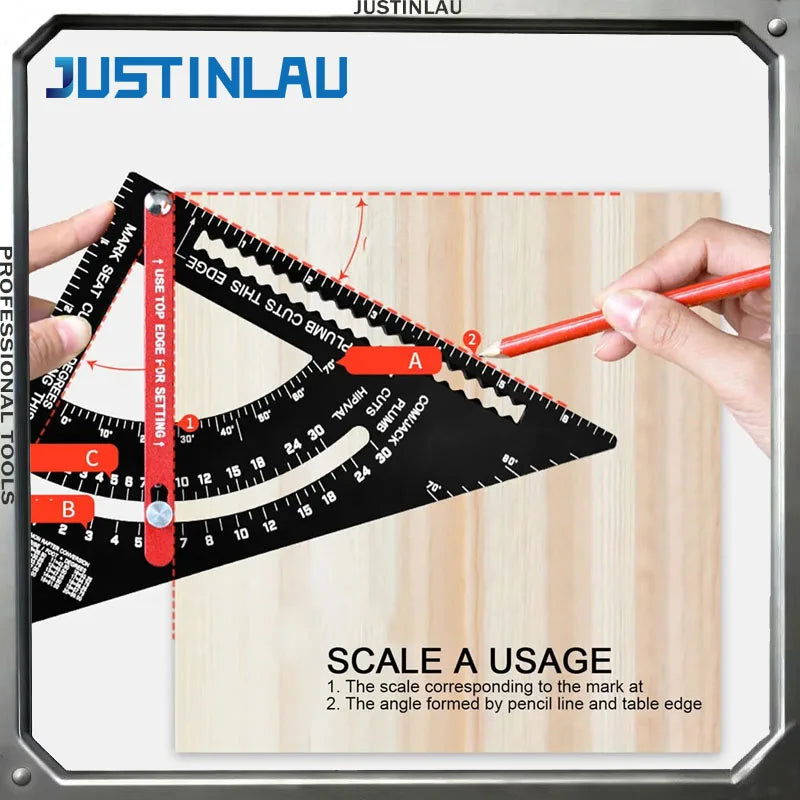 Adjustable Aluminum Alloy Triangle Ruler for Woodworking