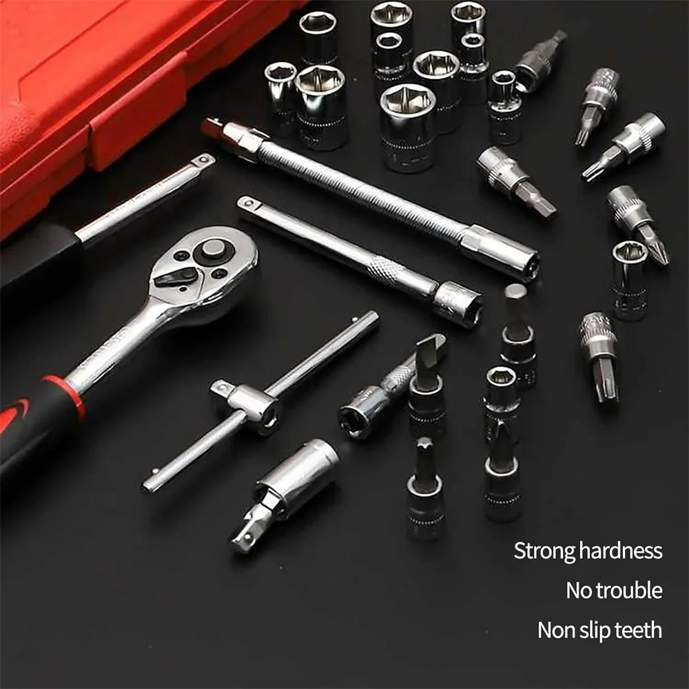 46-Piece Ratchet Socket and Bit Tool Set with Carrying Case