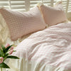 Pink Checkered Lace Duvet Cover Set (3 Pieces)