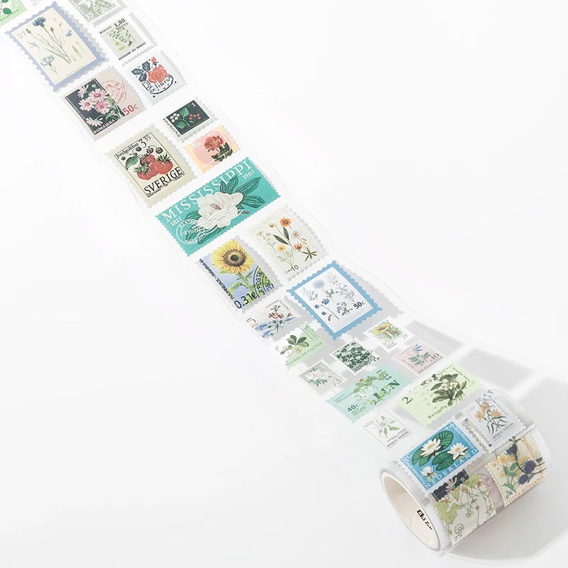 Vintage Stamp Tape Stickers Roll for Journals and Crafts