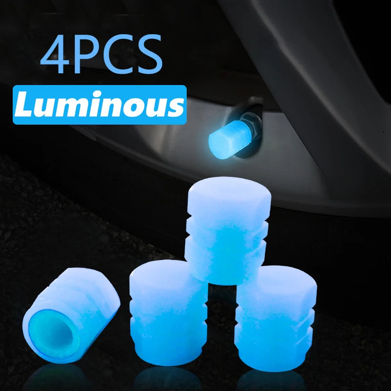 Glow-in-the-Dark Valve Caps for Car, Motorcycle & Bicycle Wheels (Set of 20)