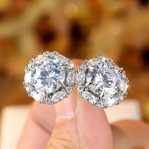 Geometric Cubic Zirconia Stud Earrings