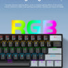 A close-up of a mechanical gaming keyboard with RGB lighting and various function keys.