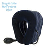 A single tube half velvet blue inflatable cervical traction neck stretcher for pain relief and relaxation.
