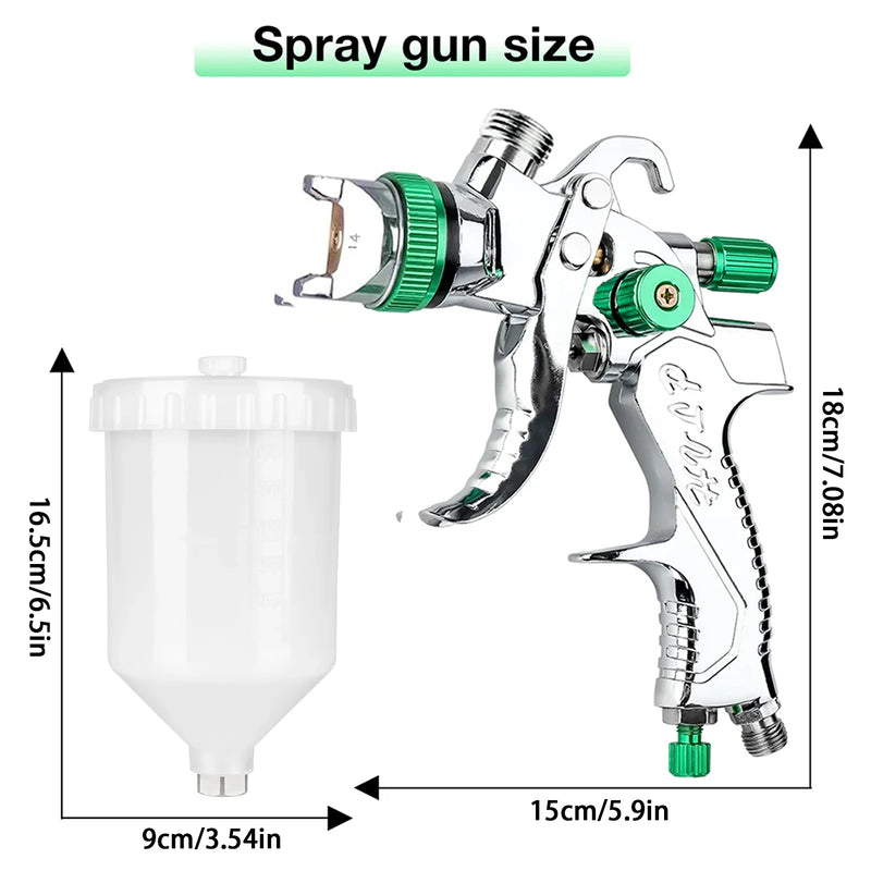 HVLP Gravity Feed Spray Gun Kit with Nozzles & Air Regulator