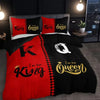 Dark Red Three-Piece Duvet Cover Set with Letter Print