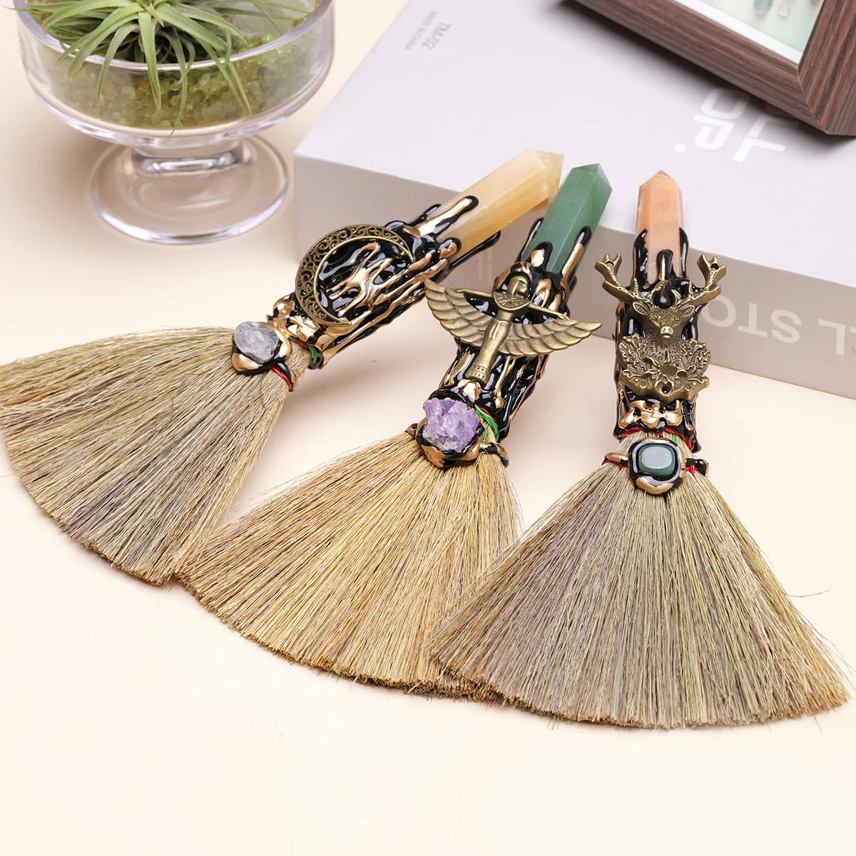 Natural Crystal Witch Broom for Cleansing and Feng Shui