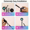 Instructions for easily installing a straight pole sunset lamp projector by rotating the screw between the base and the rod.