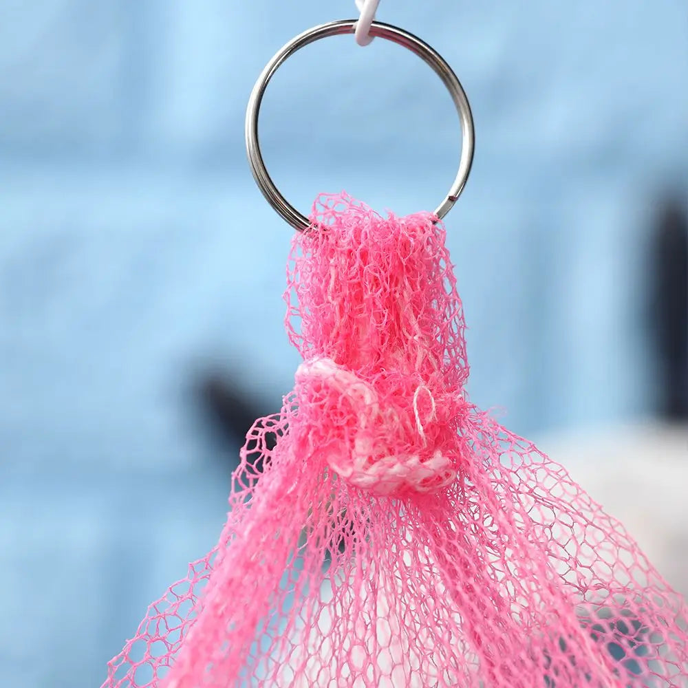 Pink lace canopy mosquito net with a silver ring hanger