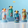 Kids' Teddy Bear Water Bottle with Straw & Carry Strap