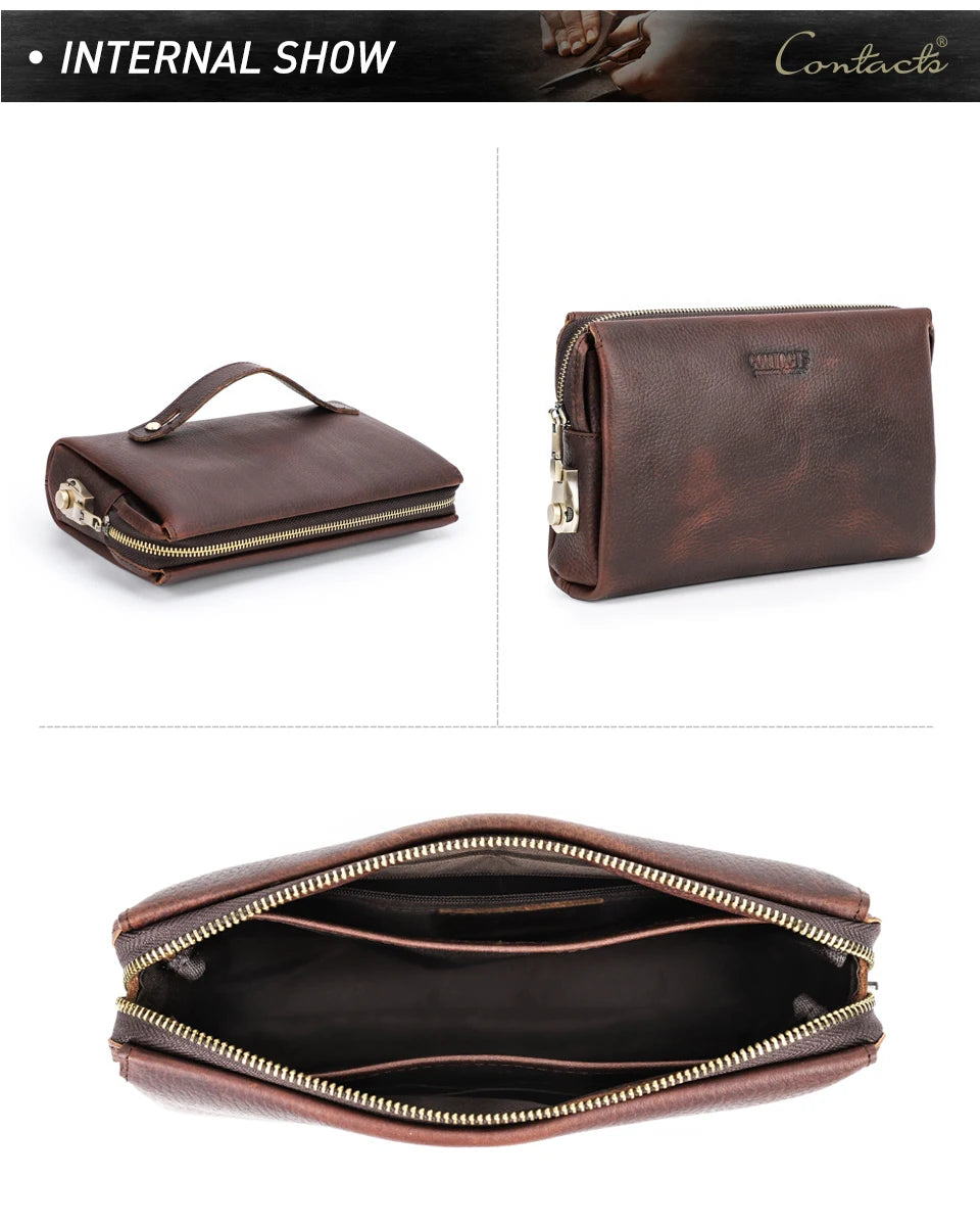 Men's Full-Grain Leather Clutch with Password Lock