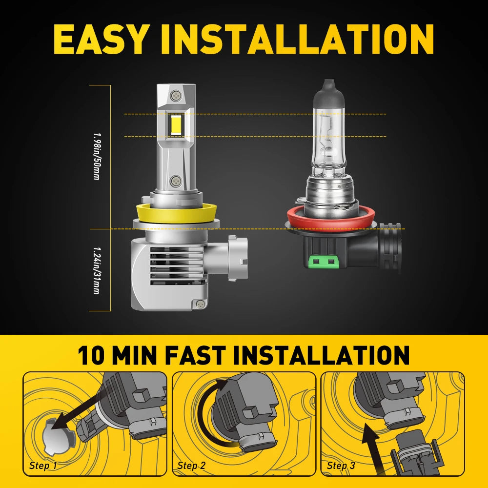Ultra-Bright LED Headlight Bulbs (Pair) – 6000K White