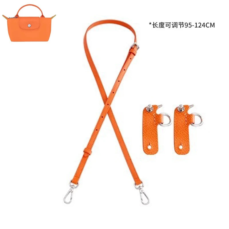 Orange leather shoulder strap for mini bags with adjustable length