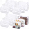 Clear PVC travel makeup and toiletry organizer bag with a zipper shown in various forms.