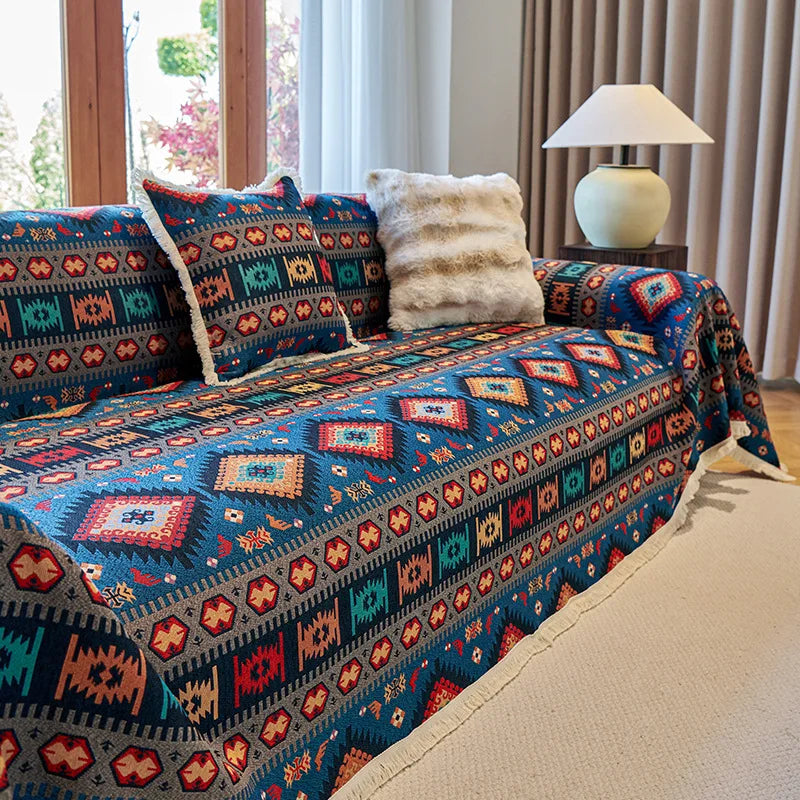 Boho Retro Cotton-Linen Sofa Cover