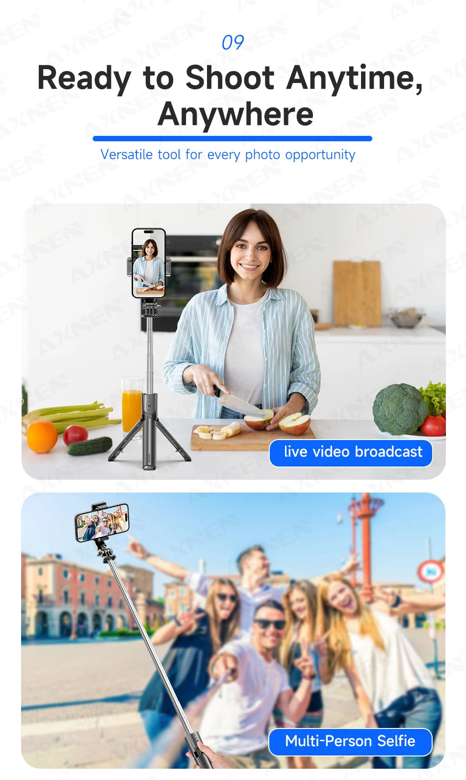 Portable Selfie Stick Tripod with Bluetooth Remote