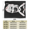 A black throw blanket featuring a distressed vintage art clown design with red splatter paint.