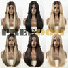 Straight Lace Front Wig with Bangs - Ombre Honey Blonde