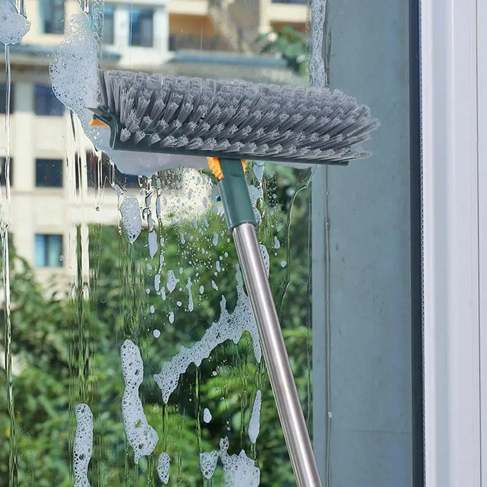 Rotatable Long-Handle Floor Scrub Brush with Squeegee