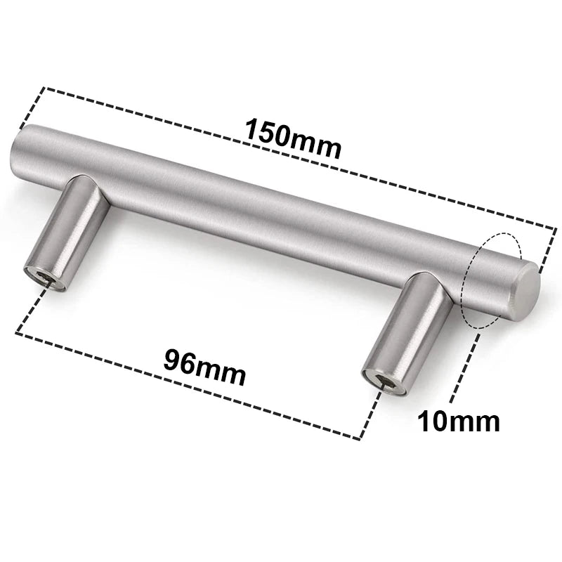 Moderne Edelstahl-T-Bar-Schubladengriffe mit Maßen 150mm und 96mm