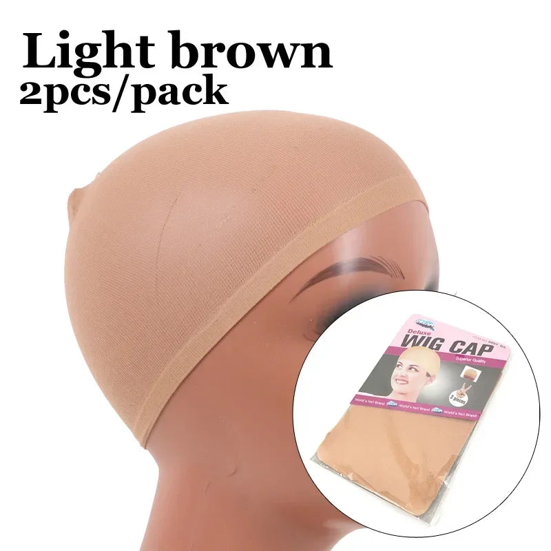 Light brown wig cap product shown on a mannequin head.