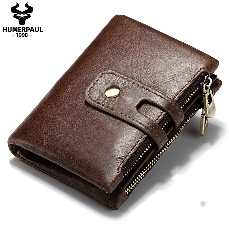Vintage Leather Wallet with RFID Protection and Multiple Compartments
