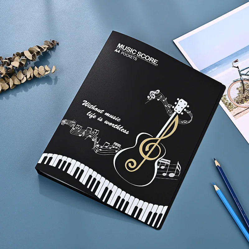 A4 Music Score Folder with 40 Pages | Durable PP Sheet Organizer for Musicians