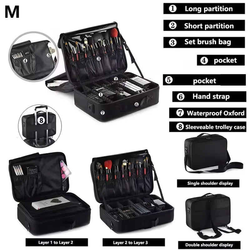Large Capacity Waterproof Makeup Bag with Zipper Closure
