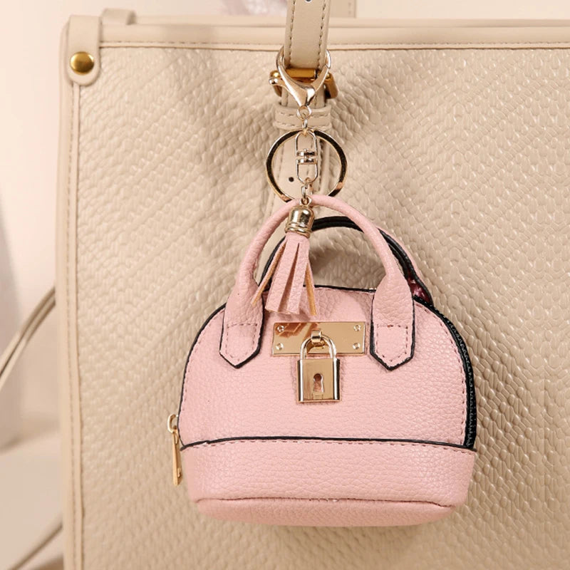 Mini Leather-Look Coin Purse with Keychain