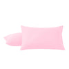 A pair of pink microfiber pillowcases with envelope closure stacked together.