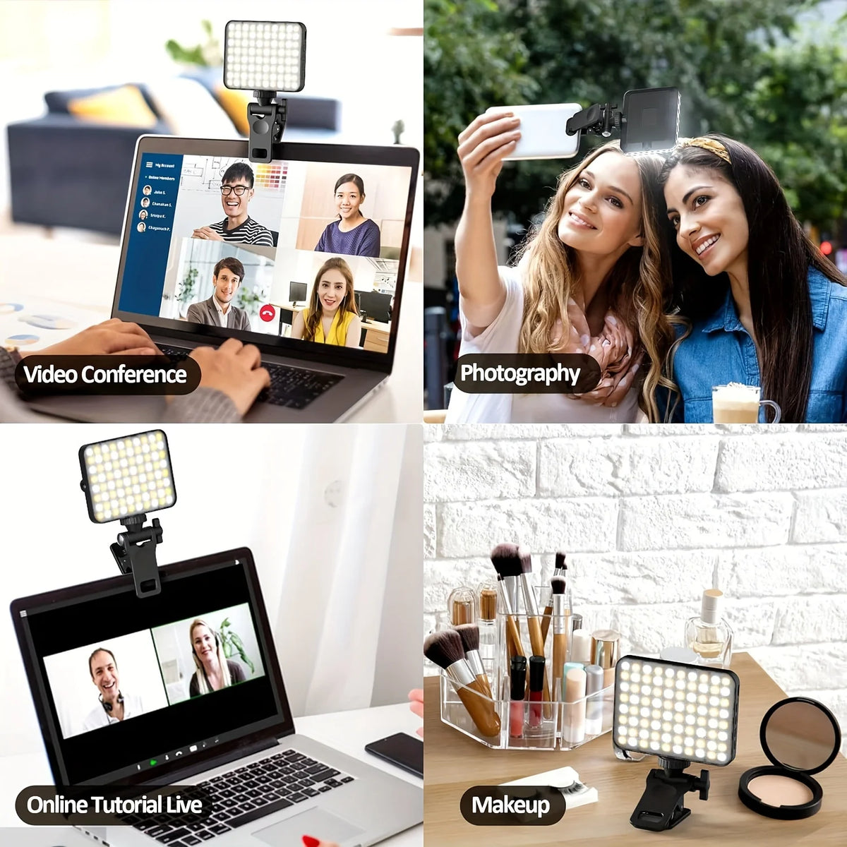 Rechargeable Magnetic LED Selfie Light with Clip