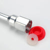 Silver airless paint sprayer extension pole with a red rubber nozzle and white seal