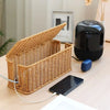 Handwoven Rattan Cable Management Box with Lid