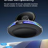 A black wireless car charger mount with an RGB ambient light is shown mounted on a car dashboard surface.