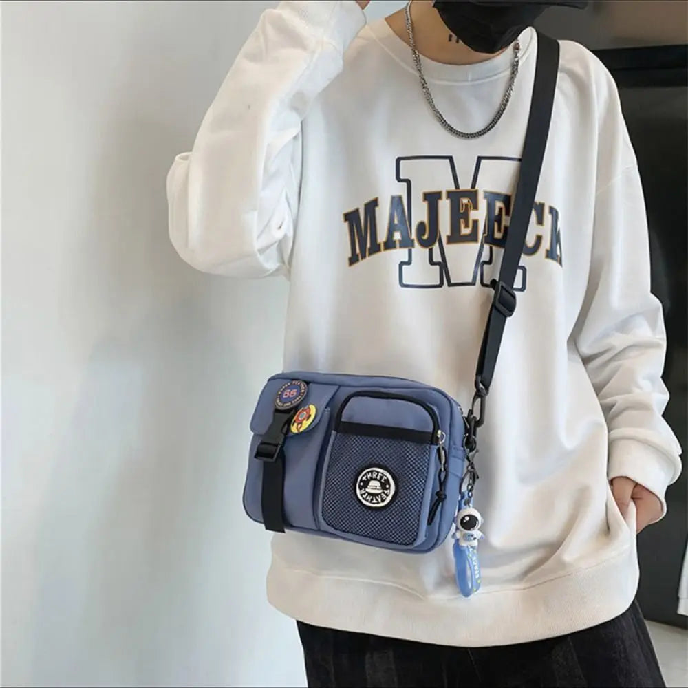 Urban Canvas Crossbody Bag with Zipper Pouch