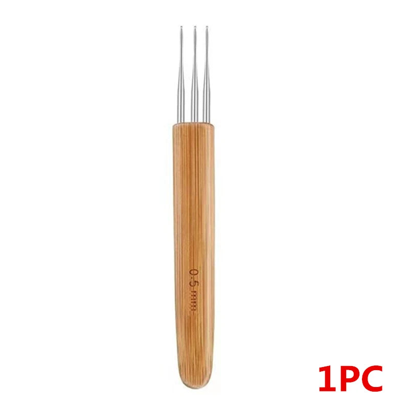 Wooden Handle Dreadlock Crochet Hook for Hair Styling